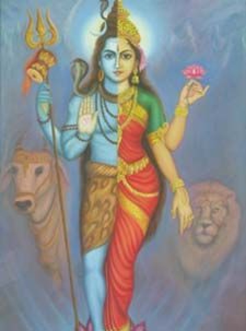 Parwati i Śiwa jako Ardhanariśwara - symbol ich jedności i...