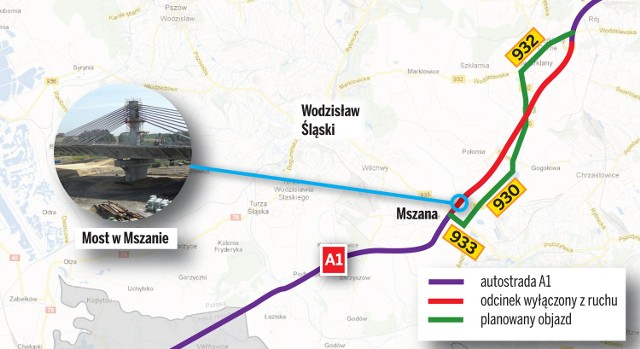 Proponowany objazd mostu autostradowego A1