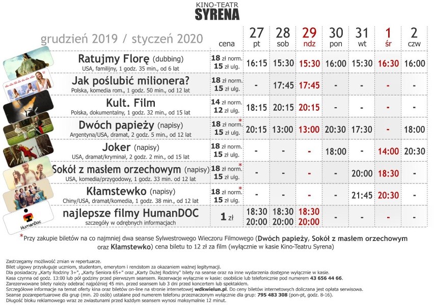 Repertuar kina Syrena w Wieluniu od 27 grudnia do 2 stycznia [ZWIASTUNY]