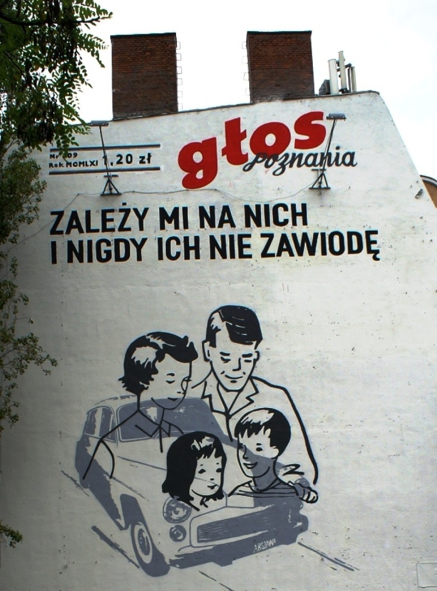 Mural na kamienicy przy Dąbrowskiego 8