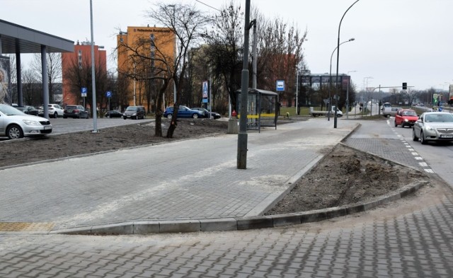 Kierowcy jadący do sklepu Aldi od strony alei 1000-lecia Państwa Polskiego nieświadomie wjeżdżają w zatokę autobusową, bo po zmroku jej nie widać.