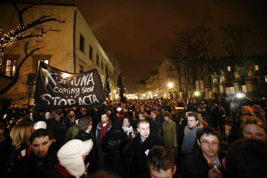 Kraków. Protest przeciw ACTA