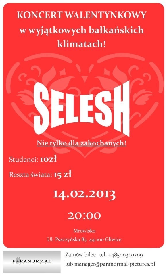 Walentynki 2013: Selesh zagra w Mrowisku w Gliwicach