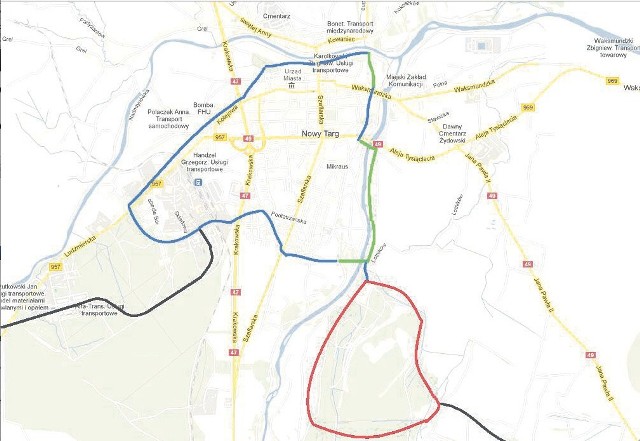 Kolor zielony - trasy już istniejące lub takie, które powstaną do końca 2012 r.  kolor czerwony - trasa odłożona na przyszłość  kolor czarny - trasy, które wybudują inne gminy kolor niebieski - trasy, których budowa powinna się zakończyć do 2018 r.