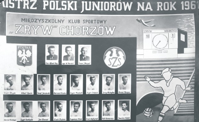 Tableau Zrywu Chorzów z okazji zdobycia mistrzostwa Polski juniorów w 1961 roku