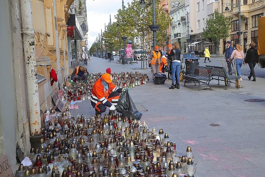 Piotrkowska Wyrzucili znicze zapalone przez protestujących przed łódzką siedzibą PiS ZDJĘCIA