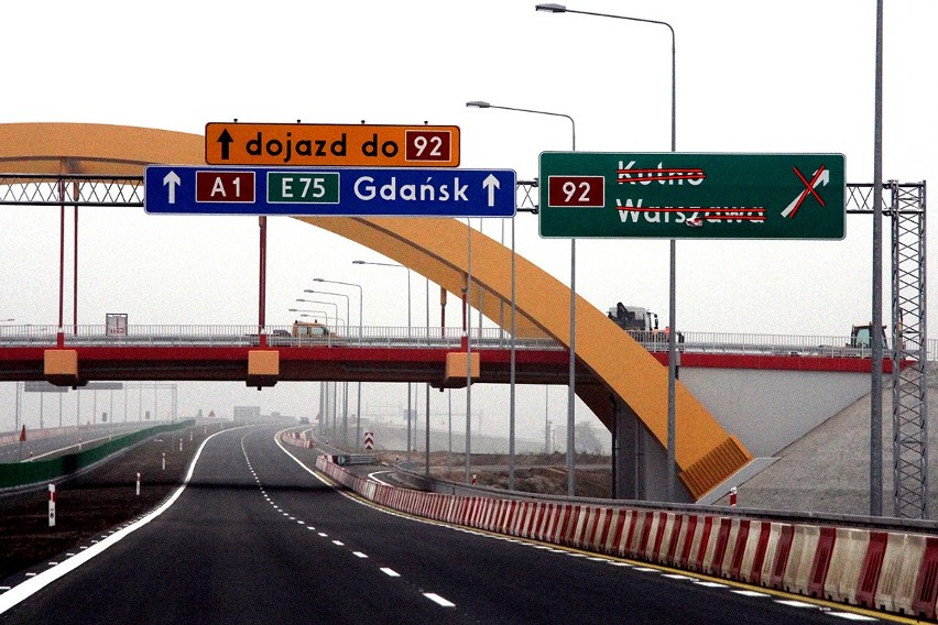 Autostrada A1 pomiędzy Strykowem a Kowalem na Kujawach