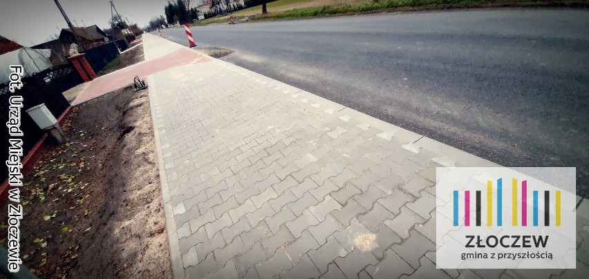 Ulica Wieluńska w Złoczewie już praktycznie gotowa. Dzięki inwestycji na wojewódzkiej drodze pojawił się wyczekiwany chodnik ZDJĘCIA