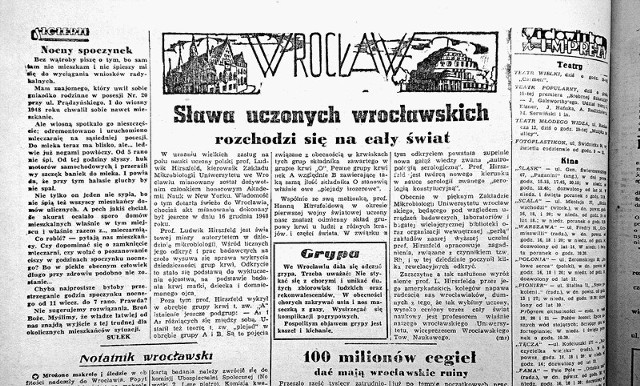 O badaniach profesora Ludwika Hirszfelda pisaliśmy w "Słowie" 60 lat temu