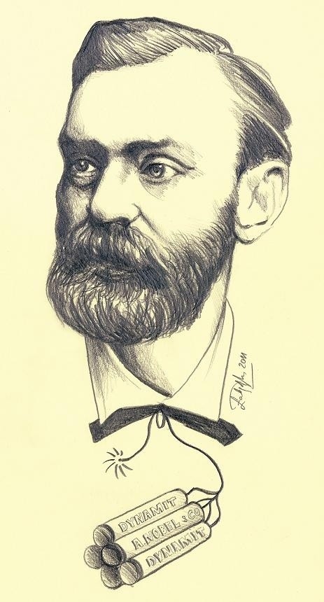Alfred Nobel - karykatura.