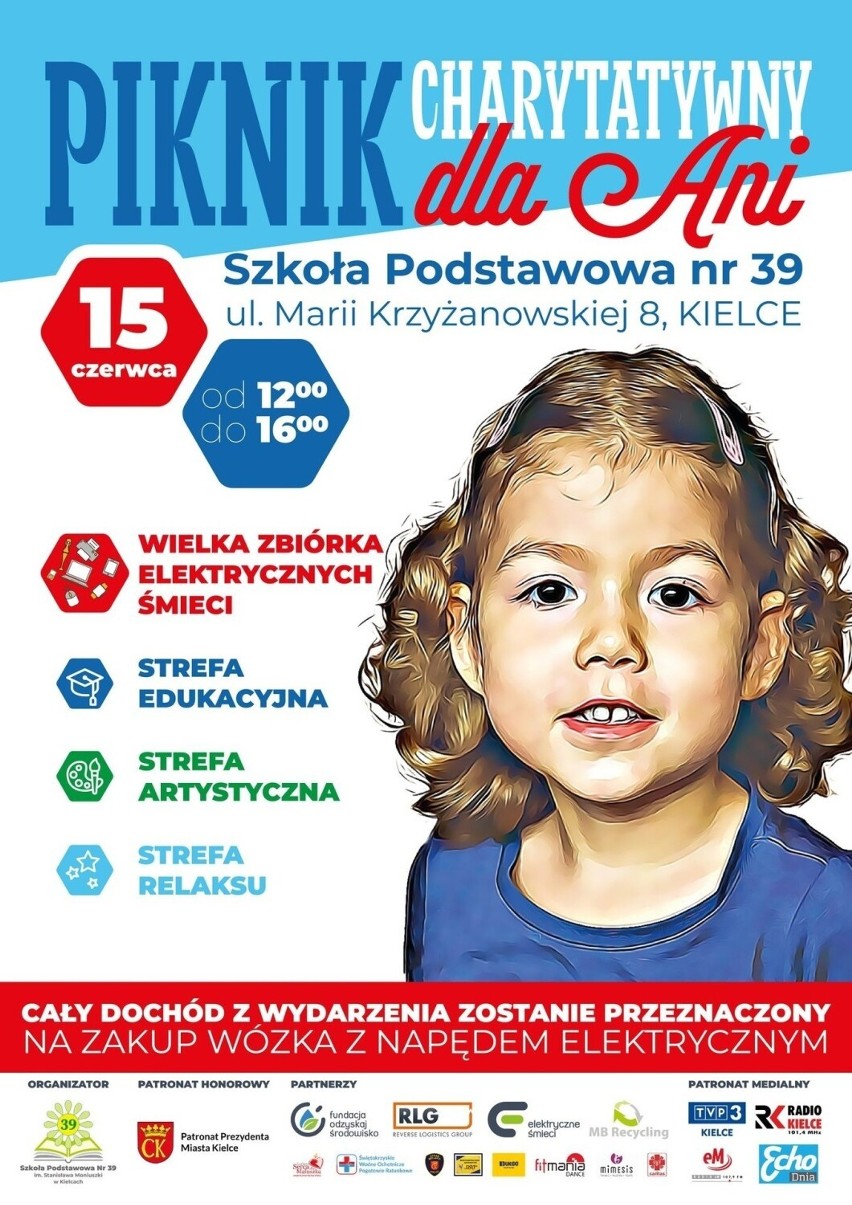 "Razem dla Ani". Odbędzie się Piknik Charytatywny w Szkole Podstawowej numer 39 w Kielcach