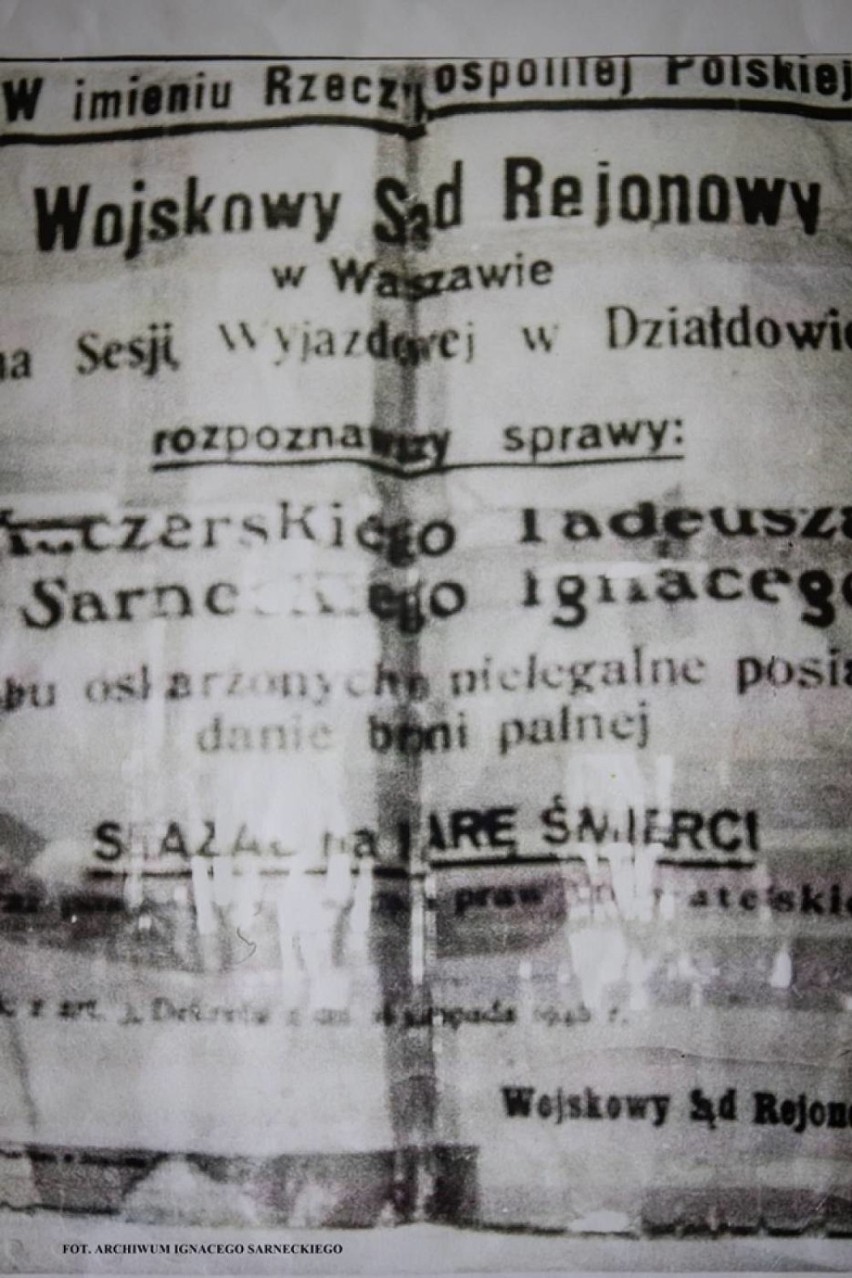 Fotografia plakatu z informacją o skazaniu Ignacego...