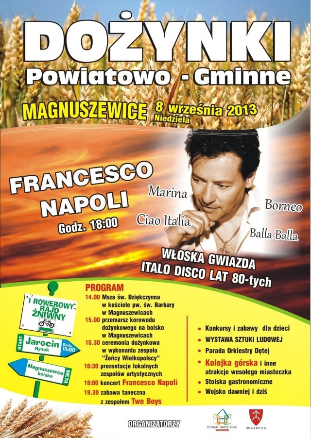 Dożynki powiatowe w Magnuszewicach: Gwiazdą Francesco Napoli