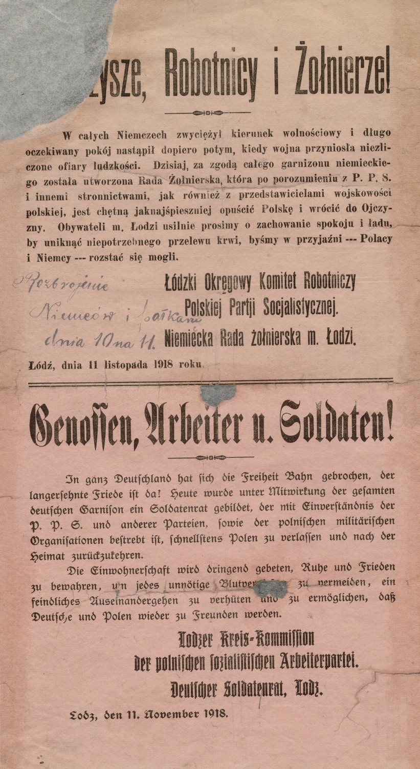 Odezwa łódzkiego PPS z listopada 1918 roku