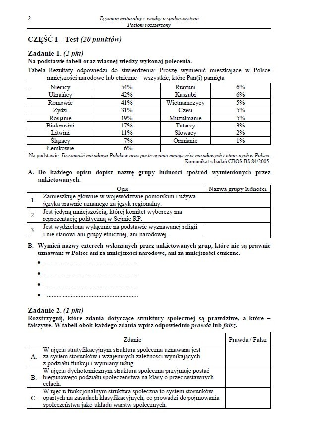 MATURA 2013. Wiedza o społeczeństwie - poziom rozszerzony [ARKUSZE, ODPOWIEDZI]