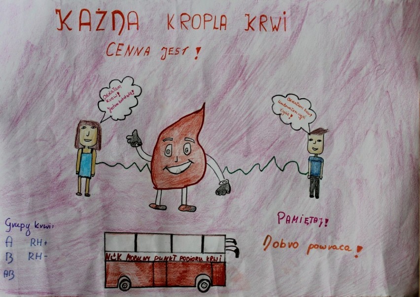 Dzieci krwiodawcom - prace konkursowe ucznów z gminy Zbąszyń