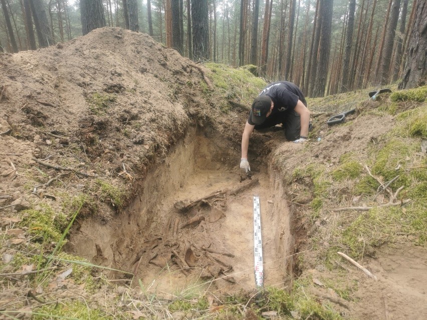 Zwłoki niemieckich żołnierzy pochowano w płytkiej transzei,...