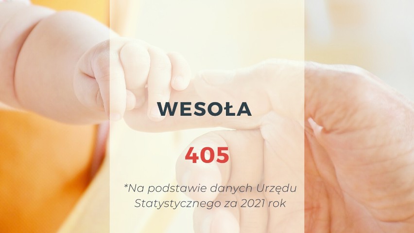 W 2021 roku w Wesołej odnotowano 405 żywych urodzeń.