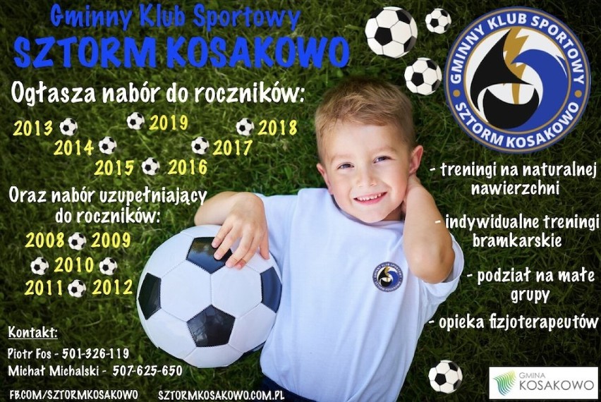 Sztorm Kosakowo ogłosił nabór do swojej sekcji piłkarskiej....