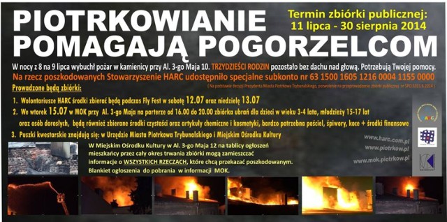 Pomoc dla pogorzelców z Piotrkowa organizuje HARC