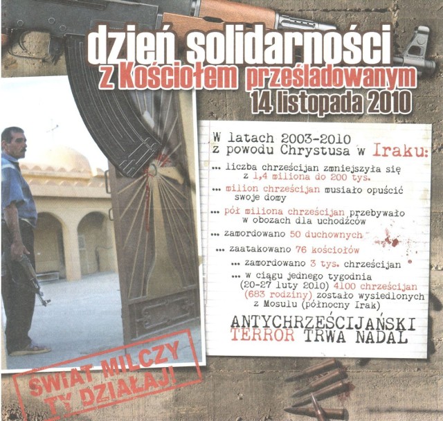 Plakat promujący II Dzień Solidarności z Kościołem Prześladowanym.