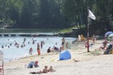 Tłum ludzi na plaży nad jeziorem Czechowice w Gliwicach. Sezon się jeszcze nie zaczął, a już mogło dojść do tragedii 