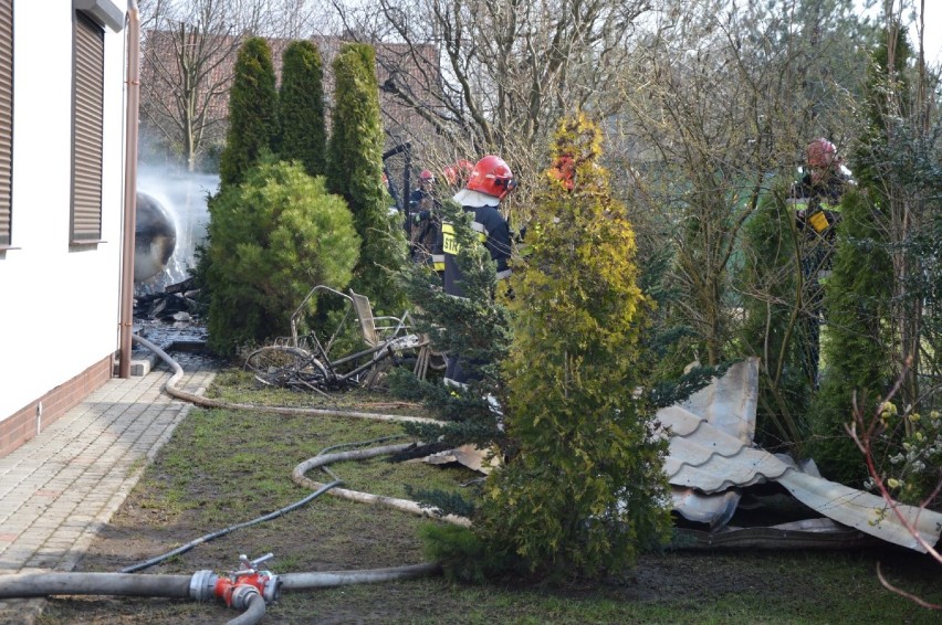 Człuchów. Pożar zbiornika z gazem