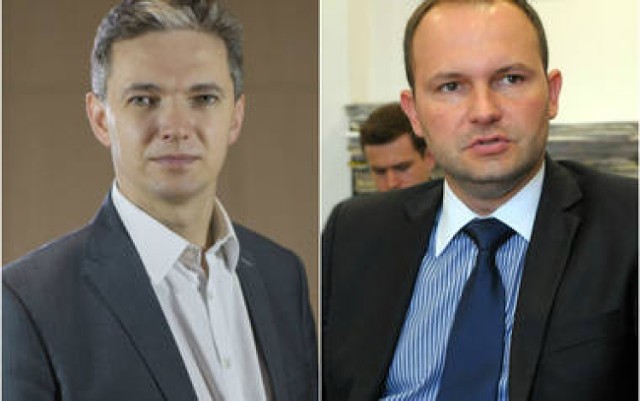 Adam Jarubas, kandydat na prezydenta RP (z lewej) i szef jego sztabu wyborczego - Krzysztof Hetman