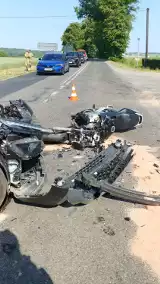 Wypadek osobowego Hyundaia i motocykla w Kłaninie (powiat pucki). Ranny motocyklista trafił do szpitala. Nadmorska Kronika Policyjna