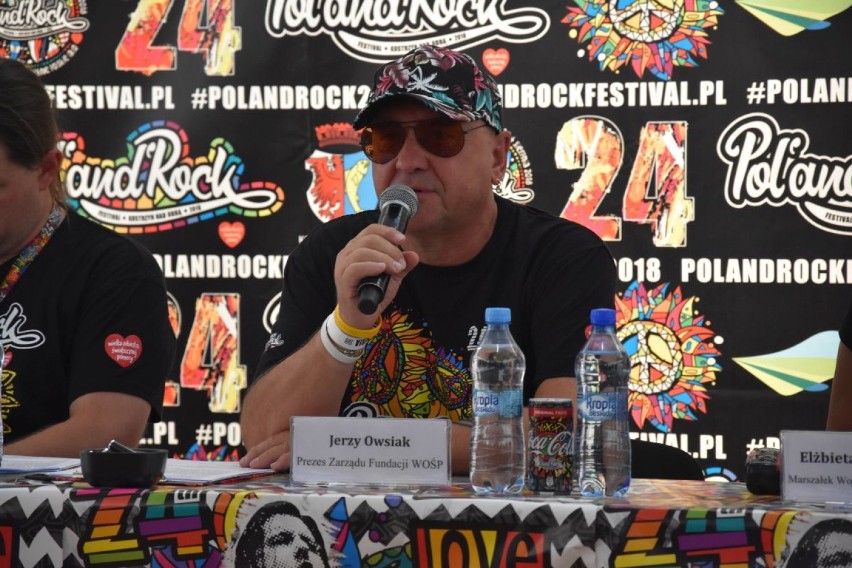 Jerzy Owsiak podczas konferencji prasowej festiwaliu Pol'and'Rock