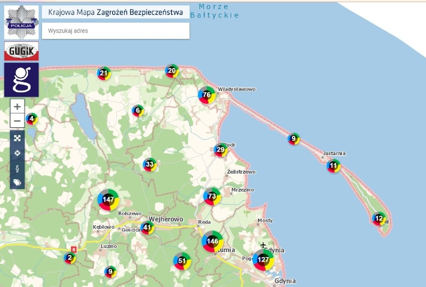 Policjanci z komendy w Pucku zachęcają do korzystania z Krajowej Mapy Zagrożeń Bezpieczeństwa