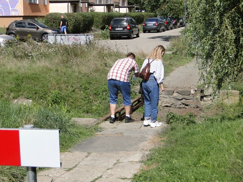 Nie ma kładki nad potokiem na ulicy Siennej w Radomiu, piesi muszą korzystać z przejścia na Grzybowskiej lub... przeskakują potok