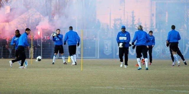 Trening piłkarzy Lecha na stadionie przy Bułgarskiej