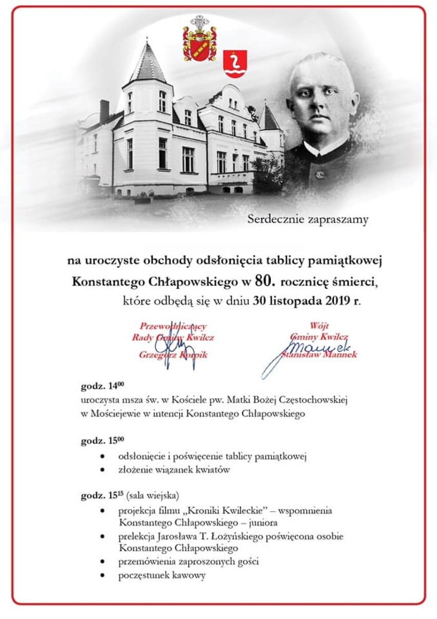 30 listopada w Mościejewie odsłonięta zostanie tablica...