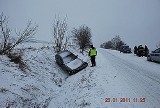 Wypadek w Lubszy. Kobieta wjechała do przydrożnego rowu