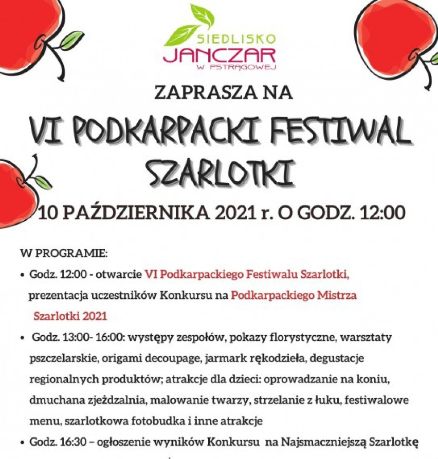 Siedlisko Janczar w Pstrągowej zaprasza na VI Podkarpacki Festiwal Szarlotki
