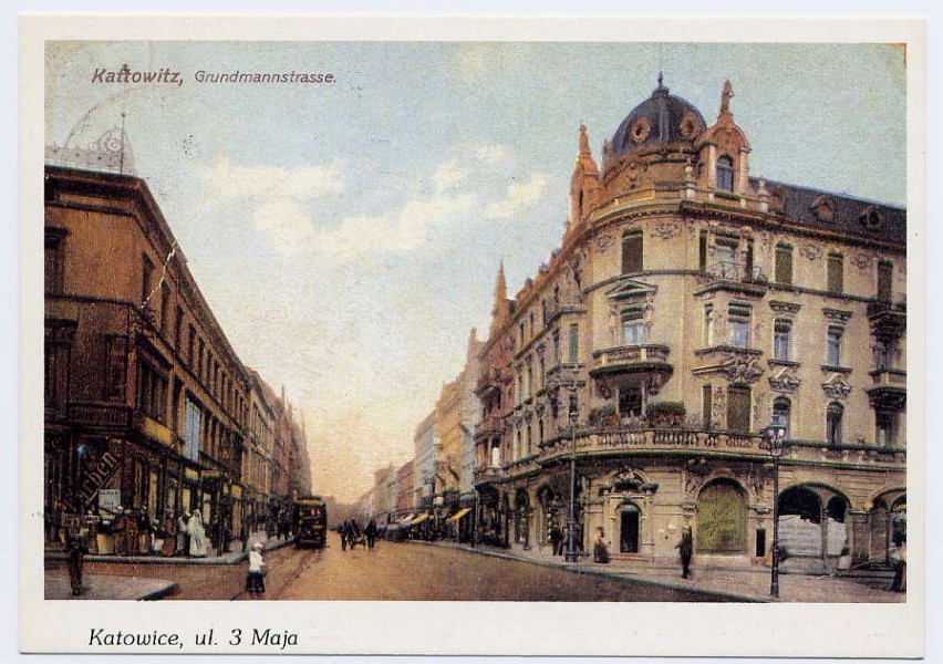 Ulica 3 Maja w Katowicach na starych pocztówkach