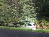 Wypadek w Książenicach: Samochód wjechał do rowu 