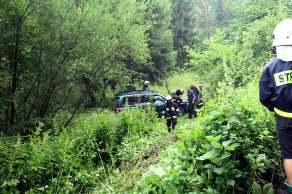 Wypadek Kosarzyska. Sarny na drodze, samochód w lesie