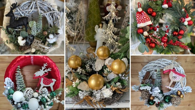 Zobaczcie w galerii propozycje najpiękniejszych dekoracji na Boże Narodzenie w formie wieńca świątecznego przygotowanego przez florystki 