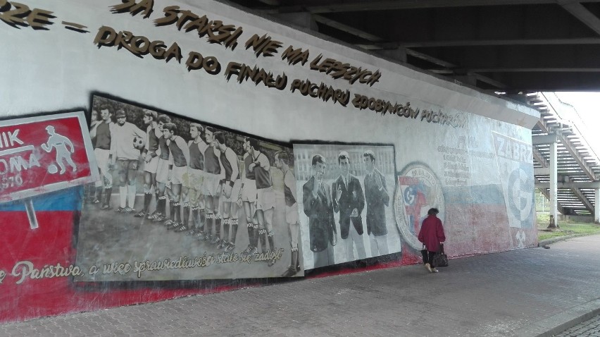 Mural kibiców Górnika Zabrze "Finał 70" został zniszczony jeszcze przed prezentacją ZDJĘCIA