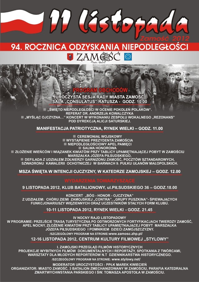 11 listopada w Zamościu. PROGRAM obchodów