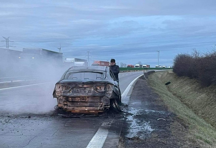Pożar samochodu na A4
