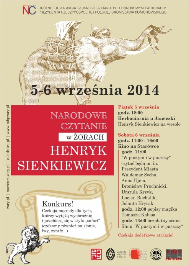 Narodowe Czytanie Żory: Prezydent Żor będzie czytać dzieła Sienkiewicza