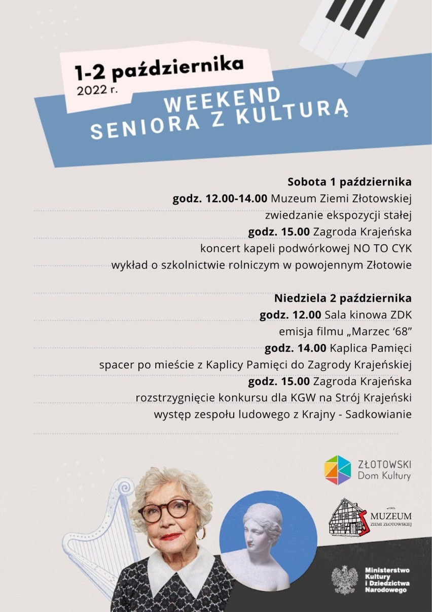 Weekend seniora z kulturą w Złotowie. Piąte, weekendowe spotkania kulturalne z mocą atrakcji dla całej rodziny.