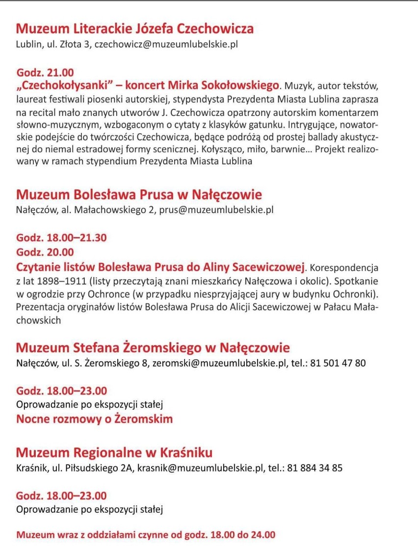 Noc Muzeów 2016 w Lublinie. Sprawdź PROGRAM