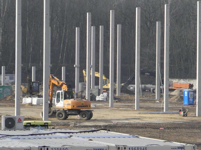 Stoją już słupy konstrukcyjne nowego centrum logistycznego w Milowicach