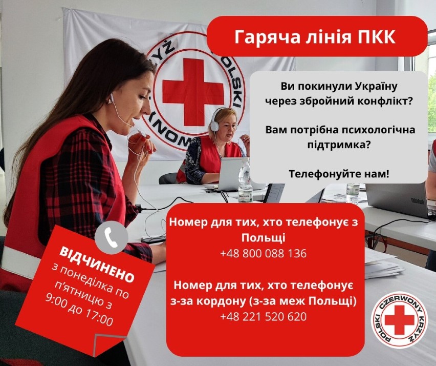 Wsparcie dla uchodźców z Ukrainy. Już od dziś działa ogólnopolska infolinia PCK oferująca pomoc psychologiczną