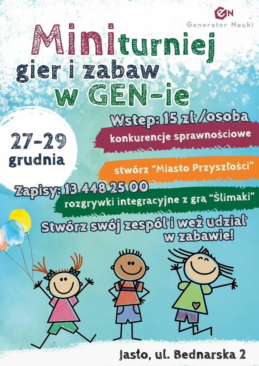 Oferta Generatora Nauki GEN w Jaśle. Zaproszenie na miniturniej gier i zabaw