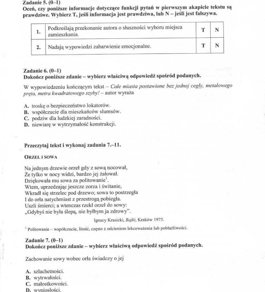 Egzamin gimnazjalny 2014 odpowiedzi z polskiego